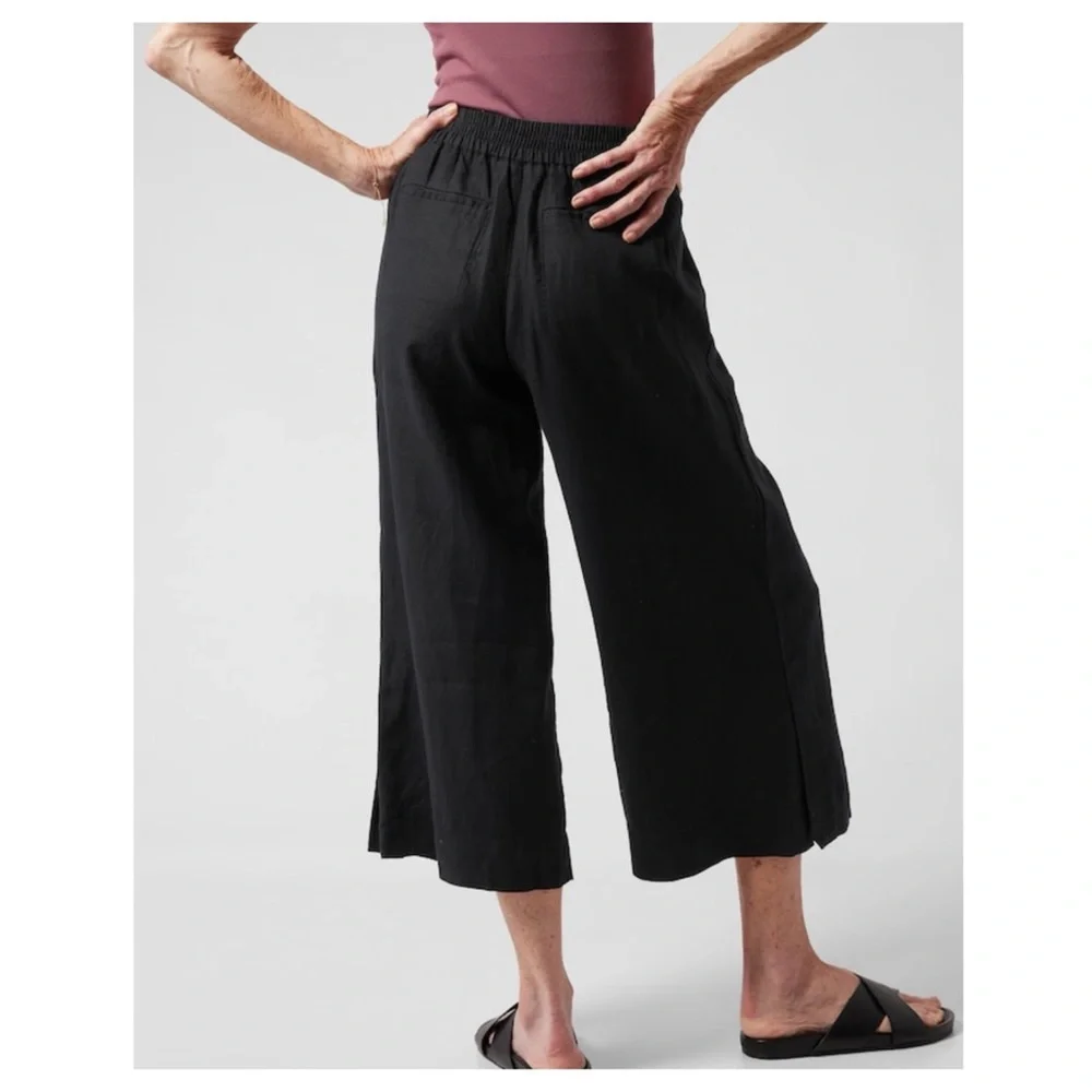 ATHLETA PLAYA LINEN WIDE LEG CROP PANT // Black 🎉 Host Pick 🎉 - Picture 3 of 16